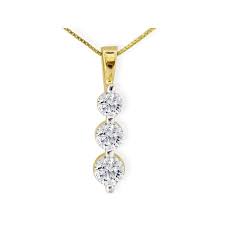 The Best Three Diamond Necklace | 2 Carat Colorless Diamond Snowman Necklace in 14k Yellow Gold | SuperJeweler