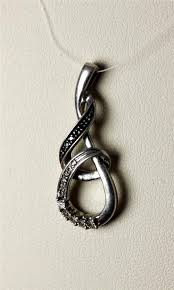 Pretty Sterling Silver Black & White Diamond Twist Pendant ...