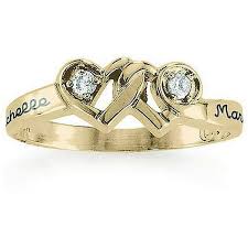 Personalized Family Jewelry Couple's Loving Promise Ring with Diamonds available in 10kt and 14kt Yellow and White Gold - Walmart.com