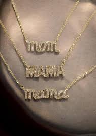 14 K Yellow Gold Diamond MOM MAMA Necklace - Etsy