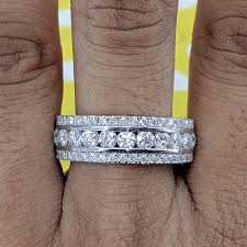 Round Cut VVS1 Moissanite Men's Band Ring, 14K White Gold ...