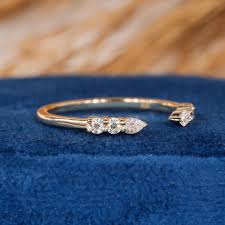 Pear & Round Diamond Open Gap Wedding Band Pear Cut Lab ...