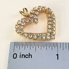Double Heart Gold-tone Rhinestone Pendant | eBay