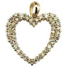 14 Karat Yellow Gold and Diamond Open Heart Pendant #19135 ...