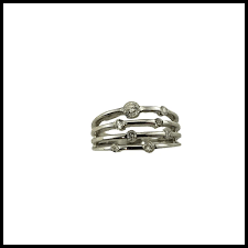 VIntage 14 Karat White Gold and Diamond Connected Multi Band ...