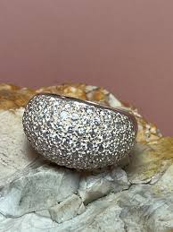 Solid Silver Cz Encrusted Bombe Ring Uko1/3 Usa7.5 - Etsy