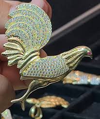 Yellow Gold Peacock Pendant with CZs – TAMAYO GOLD LLC