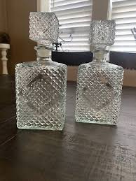 Vintage 1960s Diamond Accented Glass Decanters, Pair | eBay