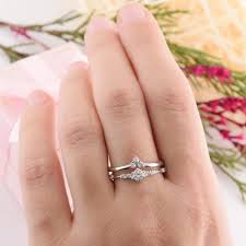 Simple & Dainty Silver Womens Wedding Rings Set, Minimalist ...