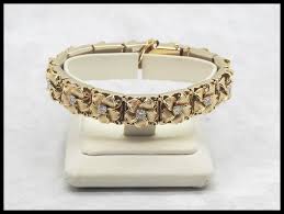 Vintage 14k Yellow Gold Diamond Flower Bracelet, 7.5 Inches ...