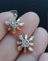 14k Gold Diamond Baguette Round Ballerina Stud Earrings - Etsy