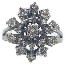 fancy diamond 0.99ct cluster ring 14k whitegold For Sale at ...