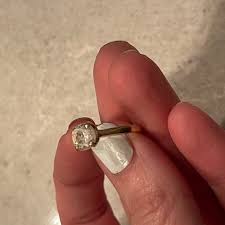 Vtg 14K solid Gold 1 Stone Cubic Zirconia Wedding engagement solitaire Ring 6