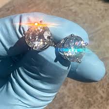 Moissanite 8CT TW VVS1 Stud Earrings Pass Tester 925 Sterling Silver Round 10MM | eBay Australia