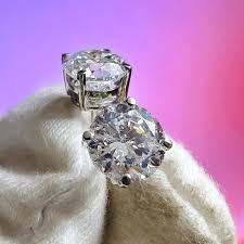 2ct Round Lab Diamond Stud Earrings: 14K White Gold Finish - Etsy New Zealand