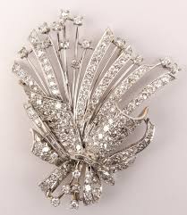 Lot - LADIES PLATINUM DIAMOND SPRAY PIN BROOCH