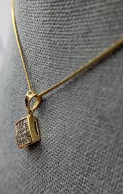 14k yellow gold diamond pendant necklace | eBay