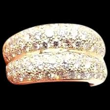Authentic! Cartier 18k Yellow Gold Double Pave Diamond Band ...