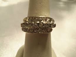 BEAUTIFUL Silver TRIPLE Stack Rhinestone Crystal SIZE 8 ...