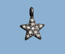 Sterling Silver Charm with Pave Diamonds Star 7mm - Pack of ...
