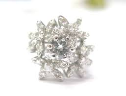 Clover Round Diamond Cocktail Ring Solid 18Kt White Gold ...