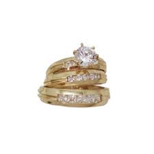 Zirconia 3-Pieces Set Weeding Rings (14K) – Popular J