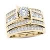 Previously Owned - 1-1/4 CT. T.W. Diamond Multi-Row Bridal Set in 14K Gold | Zales Outlet