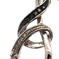 Designer 925 Sterling Silver Round Black White Diamond ...