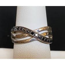 925 Sterling Silver & Black CZ Crossover Ring Size 8 SKY - Etsy