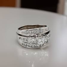 Previously Owned 14K White Gold Princess Diamond Wedding Set