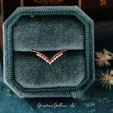 Rose Gold Moissanite Milgrain Wedding Band Unique Curved ...