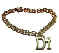 Vintage Gold-tone Chain Bracelet With DI Charm Rhinestone ...