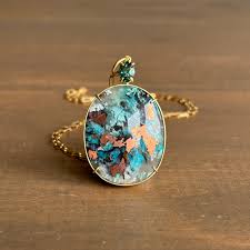 Confetti Chrysocolla & Tourmaline Pendant – Meeka Fine Jewelry