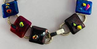 Handcrafted Danforth Pewter D.P. Ltd. Art Glass Bracelet ...