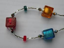Murano Glass Multicolored Venetian Cube Shaped Beaded ...
