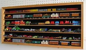Train Display Case HO N Z Cars 1/64 Model Toy Matchbox Oak ...