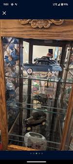 Wood Glass Shelf. Long With Light