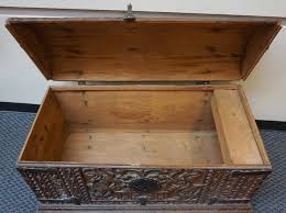 Lot - Continental Iron Bound Carved Oak Dome Top Trunk, 26 x ...