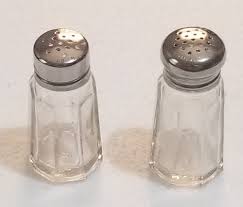 Glass salt & pepper shakers stainless lid