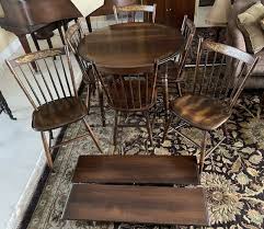 Vintage Hitchcock Round Stencil, Dining Table 2 Leaves And Six Matching Chairs | eBay