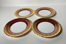 Set of 4 Kenilworth Bread and Butter Plate by Aynsley England 6.25 Inches Red Band Gold Rim 7023 Gold Filigree Encrusted Gilt Ot - Etsy