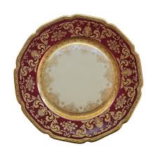 Vintage 30s Heinrich and Co. Selb H & C Bavaria German Porcelain Red and Gold Encrusted Tea Cup and Saucer With Desert Plate - Service for 3 | Chairish