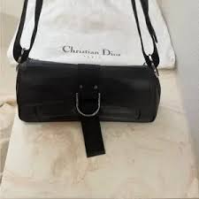 Dior | Bags | Vintage Dior Black Leather Bag With Silver ...