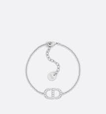 Petit CD Bracelet Silver-Finish Metal and Sparkling Crystals ...