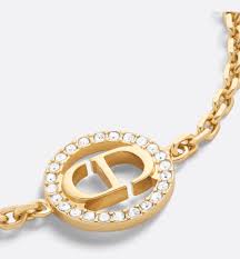 Petit CD Bracelet Gold-Finish Metal and Silver-Tone Crystals ...