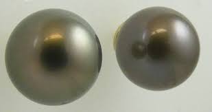 Tahitian Black Pearl Stud Earring 14k Yellow Gold | eBay