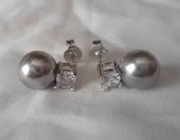 8mm Gray Pearl Earrings,glass Pearl Stud Earrings,wedding ...