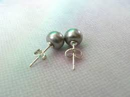 Genuine Silver Grey Freshwater Pearl Earring Studs 8-8.5mm ...