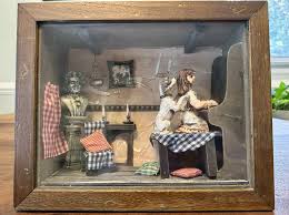 VTG Artister Shadow Box Diorama Child Dog Piano Music Room ...