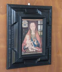 Old Painting of Woman with Child, Apple Offering - Antique Wooden Black Frame | eBay